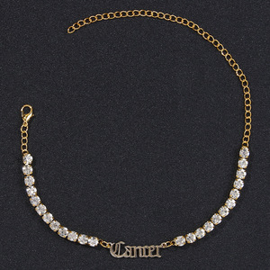 Tobillera de acero inoxidable con letras del zodiaco para mujer, tobillera con signo de horóscopo de 12, chapado en oro y plata - Product Image 6