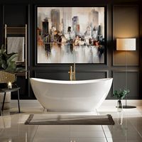 Baignoire ovale de luxe en surface solide, baignoire autoportante en acrylique pour salle de bain