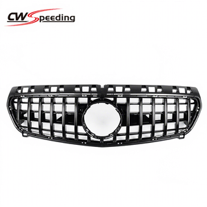 Parrilla Delantera de ABS Estilo GT (Negra) para <span class=keywords><strong>MERCEDES</strong></span> BENZ Clase A W176 <span class=keywords><strong>A180</strong></span> A200 A250 A260 AMG A45 2013-2015 - Product Image 1
