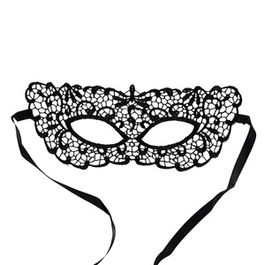 หน้ากากปาร์ตี้,หน้ากากปิดตาครึ่งหน้าผ้าลูกไม้สุดเซ็กซี่สีดำ - Product Image 6