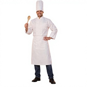 Men's <b>White</b> 3 Piece Chef Uniform Kit Long Sleeve Chef Coat Jacket Hat <b>Apron</b> Set Restaurant Kitchen - Product Image 5