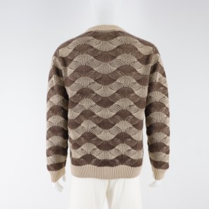 Oem Unique Wave Pattern Round Neck Pull tricoté pour hommes 100% Pull en <span class=keywords><strong>laine</strong></span> - Product Image 2