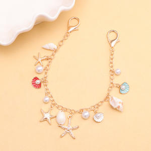 Cadena de cintura de moda con colgante de concha marina, estrella de mar, oso y gema, con perlas, para mujer, accesorio de moda. - Product Image 2