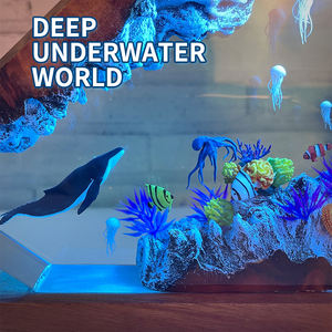 Lámpara de luz de madera de resina epoxi oceánica hecha a mano, lámpara de océano acuático multicolor, <span class=keywords><strong>buzo</strong></span> de mar profundo, cueva, entusiastas del buceo, decoración de escritorio - Product Image 5