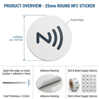 Etiqueta NFC 213 215 216 de 13.56mhz, Adhesiva Inteligente, Pasiva, ISO 14443A, para Pagos Móviles