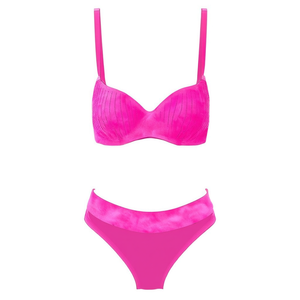 Set bikini HDJ Plus Size con reggiseno push up e slip abbinato rosa blu rosso verde SQ66710 - Product Image 3