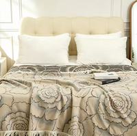 Couverture en gaze jacquard multicouche douce et luxueuse en chanvre avec pompons - Utilisation toute saison à la maison - Hualinyuan