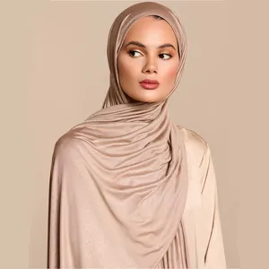 Groothandel Hot Selling Hoge Kwaliteit Big Size Jersey Sjaal Stretchy Hijab Vlakte Moslim Vrouwen Premium Jersey Katoen Hijab