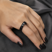 Edelstahl-Einbauring mit breitem Band und konkavem Mittelteil, Doppelschienen-Kanten-Design, Gold, Silber, Schwarz, Unisex, Klassisch