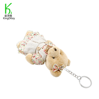Porte-clés en tissu Floral, 30 pièces, 1 paire, 11cm, Teddy Bear, lapin, lapin, poupée, pendentif ours, Couple, peluche, porte-clés, amoureux, cadeau pour amis