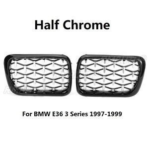 Ensemble de 4 grilles de calandre avant double lamelles style « kidney » pour BMW E90 E91 2005-2008/BMW Série 5 F10 2009-2016 E39 G30 G38 F11 E36 - Product Image 2