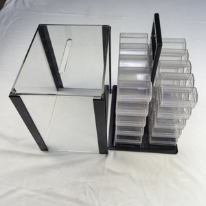 QinLong Factory Supply Bird Cage Carrier Case 1000ct <span class=keywords><strong>Jetons</strong></span> de <span class=keywords><strong>Poker</strong></span> en acrylique transparent avec 10 Set 40MM ABS Chip Box - Product Image 4