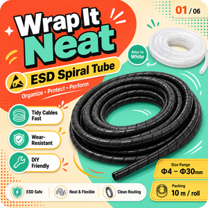 สายรัดป้องกันไฟฟ้าสถิตย์ ESD แบบกระจายประจุ 1E6-1E9 โอห์ม  วัสดุ PE ป้องกันฝุ่น ใช้ซ้ำได้ สำหรับพื้นที่สะอาด  แบบเกลียว - Product Image 1
