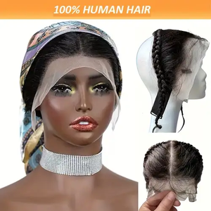 ท็อปเปอร์ผมแท้แบบไม่<span class=keywords><strong>ต</strong></span>้องใช้กาว 13x4 แบบคลิปติด ทรงเกเล่ ทูร์บัน สำหรับผู้หญิง ทรงผมแอฟโฟร <span class=keywords><strong>ทวิ</strong></span>สต์ พร้อมผมด้านหน้าแบบลูกไม้ - Product Image 5