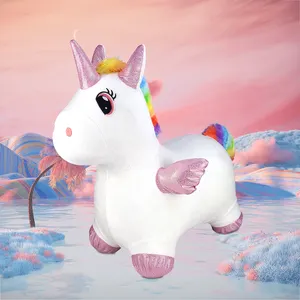 Jumping Animal With Hand Pump Inflatable Space Hopper Ride-on Bouncy Animal Unicorn Toys For Girls