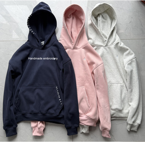 Sudadera con Capucha Bordada a Mano Personalizada, Sudadera Extra Grande con Hombros Caídos, Sudadera Corta Bordada de Algodón 100% Pesado para Hombre - Product Image 1