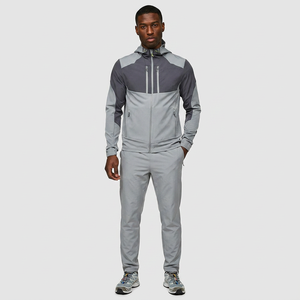 <b>Mens</b> Hooded Sports <b>Jacket</b> Canvas Stand 100% Cotton Vintage Style Lightweight Windbreaker Zipper Pockets Front Outdoor Activewear - Product Image 1