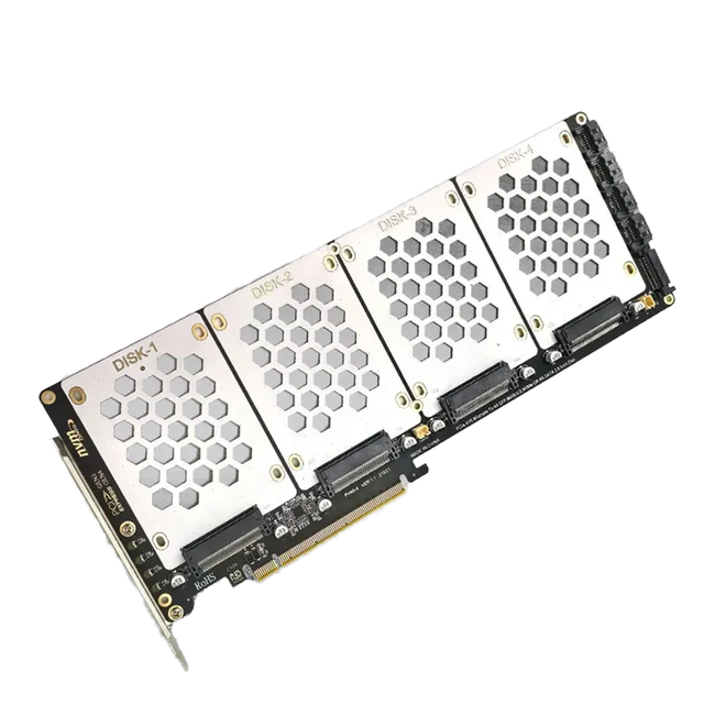 4 Port U.2 NVMe SSD Adapter Card with PCIe X4 Slots Bifurcation for Motherboard in Stock