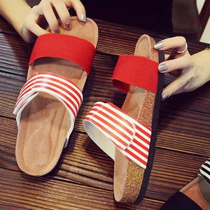 Pantofole elastiche <span class=keywords><strong>con</strong></span> suola spessa di tendenza moda <span class=keywords><strong>con</strong></span> cuscino in schiuma di sughero poggiapiedi antiscivolo scarpe da spiaggia all'aperto sandali da donna - Product Image 4