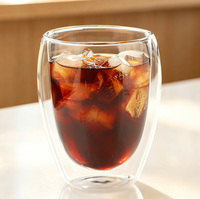 Tasses à café ou à thé en verre borosilicate haute qualité, à double paroi, faites à la main, isolées, 80 ml, 150 ml, 250 ml, mugs à café