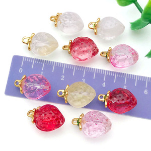 จี้แก้วรูปสตรอเบอร์รี่สำหรับทำเครื่องประดับ DIY อุปกรณ์เสริมแฟชั่นสำหรับทุกเพศ จี้แฟชั่น 10 ชิ้น - Product Image 2