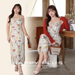 Vestido Midi sin Tirantes con Estampado Floral Happy Plus N8965, Vestido Elegante para Mujer Talla Grande, Cintura Natural - Product Image 1