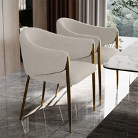 Chaise de salle à manger en tissu de luxe italien, avec dossier en acier inoxydable, design moderne pour hôtel, maison, salles à manger
