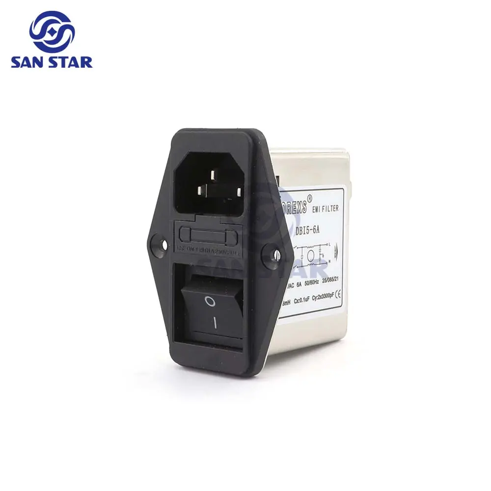 Высококачественный электромагнитный фильтр 6А с переключателем и разъемом