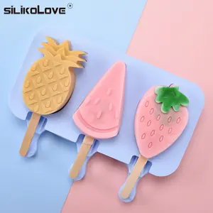 Không dính Ice Cube khay trái cây hình dạng 3 khoang DIY Ice Pop khuôn Popsicle các nhà sản xuất cho Ice Cream khuôn