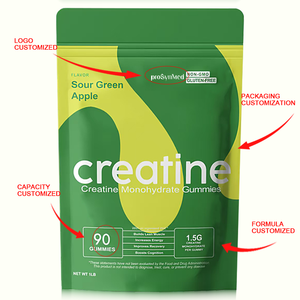 Gummies de créatine monohydrate OEM sous marque privée 1,5 g, saveur pomme verte acidulée, pour la récupération musculaire et le fitness des adultes, 90 unités - Product Image 6