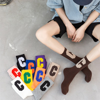 Nouvelles chaussettes de sport pour femmes, design coréen, motif lettre C, en coton, personnalisables, amusantes, de qualité supérieure