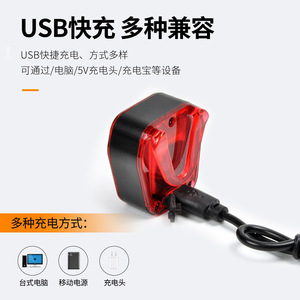 Feu arrière de vélo WD12 à LED, étanche IPX6, 4 modes, rechargeable par USB, pour VTT, cyclisme sur route et conduite nocturne - Product Image 4