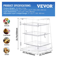 Présentoir à pâtisserie personnalisé, présentoir à pâtisserie amovible à 3 niveaux, présentoir à beignets en acrylique transparent avec accès à la porte arrière