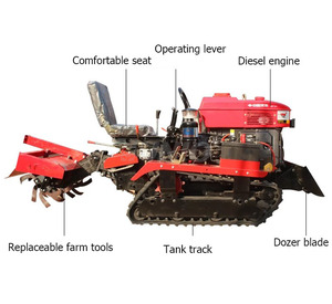 Machinerie agricole Mini Farm25HP35HPTracked Ride Type Rotary Cultivator Crawler Tractor Rotary Tiller - Product Image 2