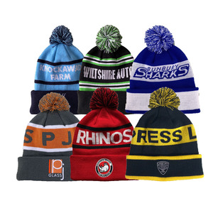 หมวกถักนิตติ้งใช้ได้ทั้งชายและหญิงหมวกบีนนี่หมวกทีมฟุตบอลปอมปอมปอมปอมโลโก้ตามสั่งสำหรับผู้ชายหมวกเล่นสกี - Product Image 6