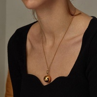 Cadeau pour la fête des mères, collier simple avec pendentif boule, plaqué argent et or rose, collier avec pendentif Bola de grossesse sonore