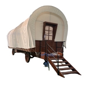 Carroza de transporte de tiendas de campaña de madera cómoda para viajes, con escalera, para tiendas de glamping, de fácil arrastre - Product Image 1