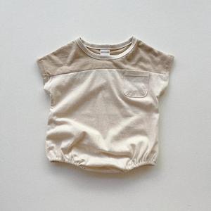 Romper de Verano Unisex de Algodón con Burbujas, Manga Corta, Bolsillo con Parches, Tipo Body - Product Image 2