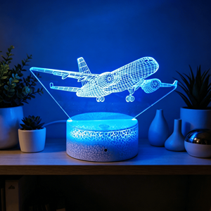 Lampe de table intelligente LED 3D moderne en forme d'avion de chasse, lumière nocturne, décoration de Noël - Product Image 4