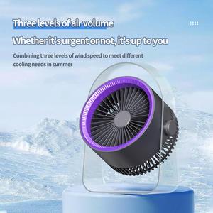 Ventilateur portable USB-C avec lampe LED, réglage multi-angles, mini-ventilateur électroplaqué haut de gamme pour voiture, camping-car et usage extérieur - Product Image 3