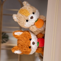 Schattig krullend pluizig vos-eekhoorn knuffeldier met fruit, zacht knuffeldier vos-eekhoorn pop voor kinderen verjaardagscadeau