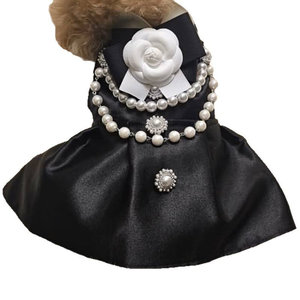 Boutique French Style Camellia Cute <b>Dog</b> Dress Pearl Accents Cotton Material Haute Couture Pet Princess Gown for Luxury Pet Shops - Product Image 4