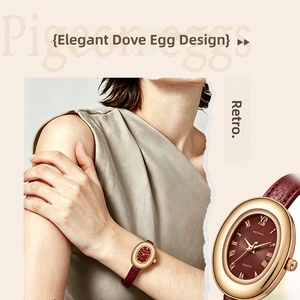Nuovo <span class=keywords><strong>Orologio</strong></span> da <span class=keywords><strong>Donna</strong></span> Ovale 2026, Elegante con <span class=keywords><strong>Cinturino</strong></span> in <span class=keywords><strong>Pelle</strong></span> Rosso Vino, Movimento al Quarzo - Product Image 5