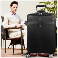 Valise de voyage en cuir véritable pour affaires, avec serrure, bagage à main, pour homme et femme, roulettes multidirectionnelles