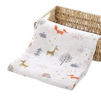 Serviette de bain pour bébé en coton mousseline doux, double couche, à motifs de dessins animés, en gaze quadrillée, pour emmailloter et servir de serviette de poussette pour enfants
