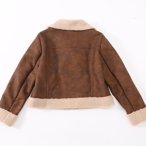 Vestes en Faux Daim Automne Décontractées Coupe-Vent Vintage Courtes à Fermeture Éclair Blousons Moto Courts pour <span class=keywords><strong>Femme</strong></span> - Product Image 6