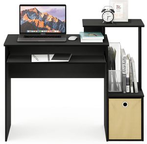 Escritorio de Computadora Moderno con Bandeja para Teclado, Estantería Lateral, Gabinete de Almacenamiento, Escritorio para Oficina en Casa, <span class=keywords><strong>Estudio</strong></span>, Escritorio para Escribir para Habitaciones Pequeñas - Product Image 2