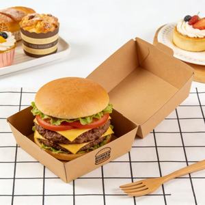 กล่องกระดาษใส่อาหารแบบใช้แล้วทิ้งพิมพ์โลโก้ได้ สำหรับแฮมเบอร์เกอร์และเฟรนช์ฟรายส์ กล่องคอมโบกันน้ำมัน สำหรับอาหารจานด่วน กล่องบรรจุภัณฑ์อาหารแบบนำกลับบ้าน - Product Image 2