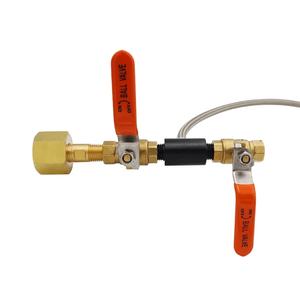 Kit adaptador de cilindro de recarga de CO2 con manómetro de doble válvula y manguera de acero inoxidable de 24 pulgadas para herramientas de llenado de aire de dispensadores de soda - Product Image 5