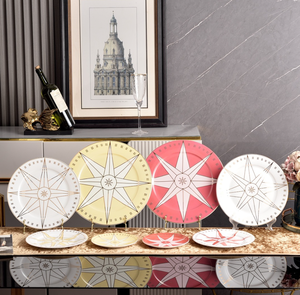 Plato de Porcelana China con Baño de Oro Ecológico de la Serie Lucky Star Compass, Diseño Europeo Occidental de Alta Gama y Lujo Ligero - Product Image 1